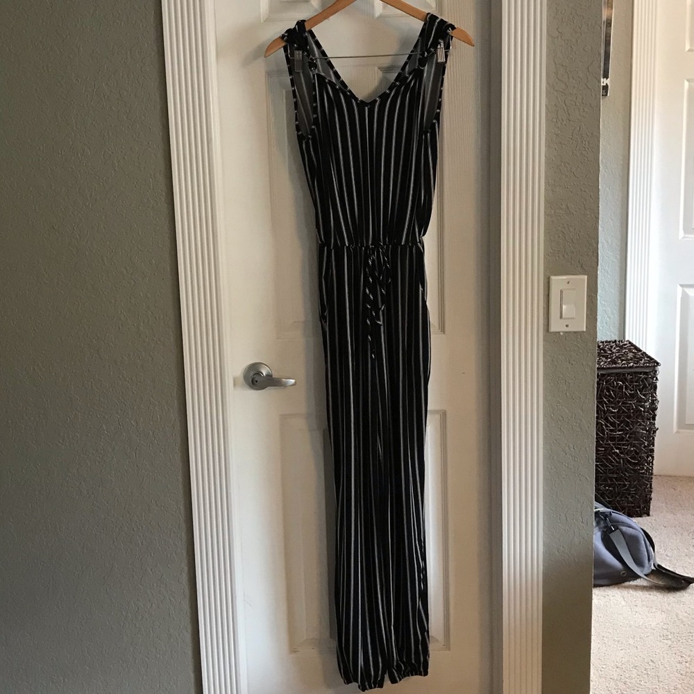 Black and white striped jumpsuit